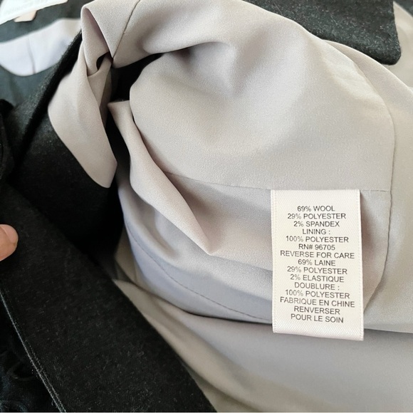 Rebecca Taylor Blazer Womens Size 8 Gray Wool Cropped Peplum Eyelet Stretch Work - Picture 5 of 6